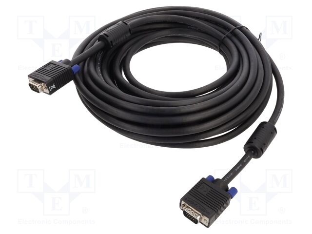 Cable; D-Sub 15pin plug,both sides; 15m; black; 28AWG; black