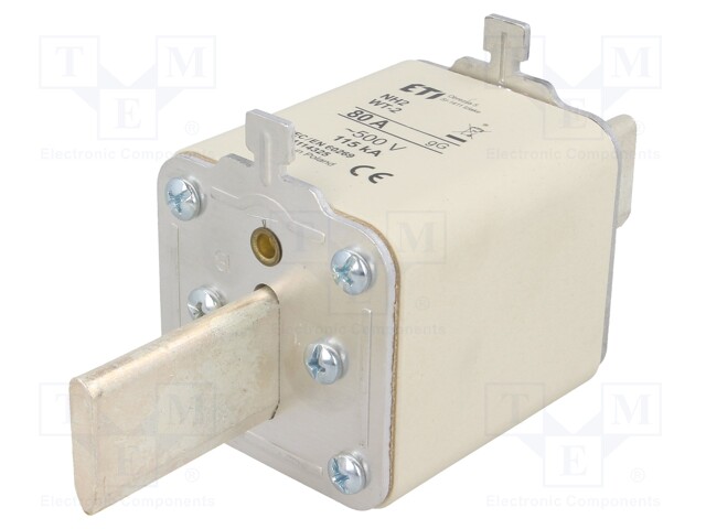 Fuse: fuse; gG; 80A; 500VAC; ceramic,industrial; NH2; WT-NH