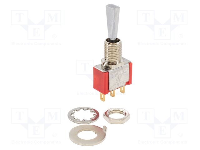 Switch: toggle; Pos: 3; SP3T; ON-OFF-ON; 0.02A/20VAC; 0.02A/20VDC