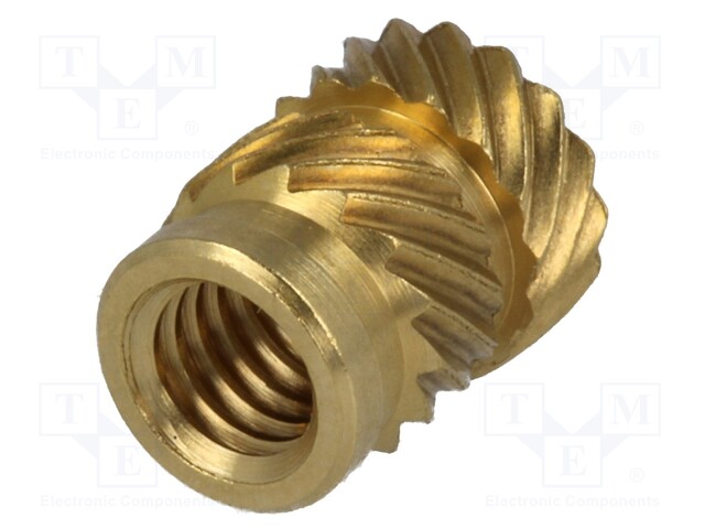 Threaded insert; brass; without coating; M4; BN: 1052; L: 8.2mm