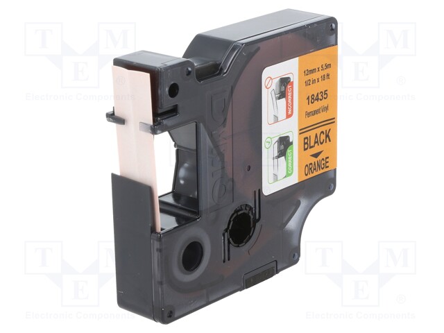 Tape; Width: 12mm; Colour: orange; Character colour: black; L: 5.5m