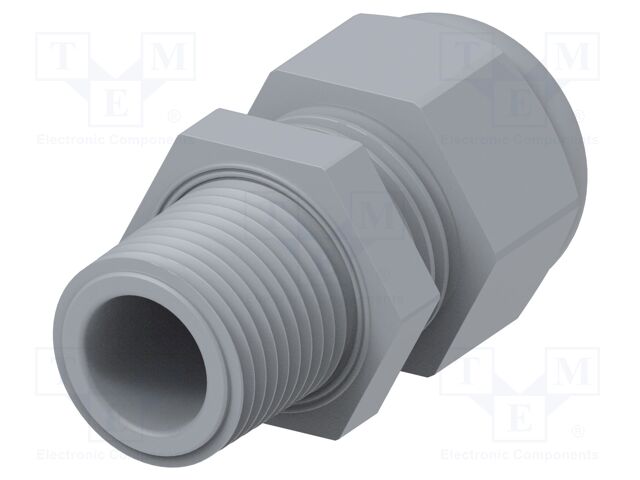 Cable gland; without nut; NPT3/8"; IP68; Mat: polyamide; grey
