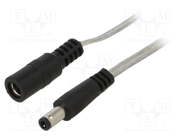 Cable; DC 5,5/2,5 plug,DC 5,5/2,5 socket; straight; 0.5mm2; 1m