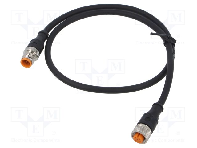 Connection lead; M12; PIN: 5; 0.6m; plug; 60VAC; 4A; -25÷80°C; IP67