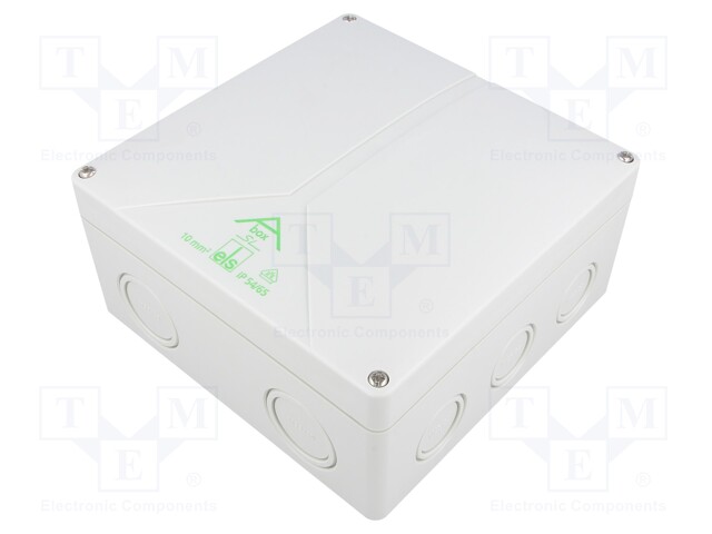 Enclosure: junction box; X: 180mm; Y: 180mm; Z: 91mm; polystyrene