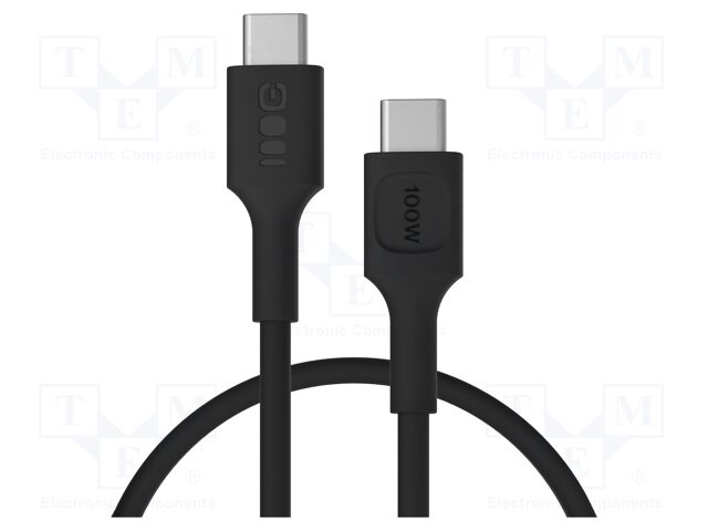 Cable; USB C plug,both sides; 0.3m; black; PVC; 480bps; 100W