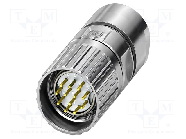 Connector: M23; plug; PIN: 12; soldering; straight; M23 PRO; 8A; 150V