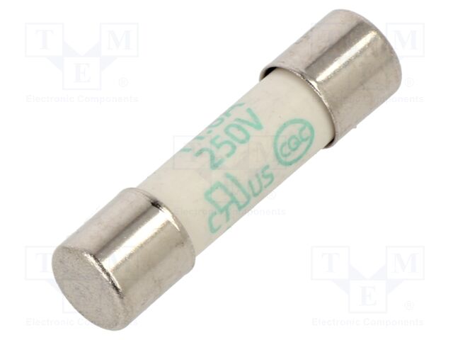 Fuse: fuse; ceramic; 1.6A; 250V; time-lag; 5x20mm; brass