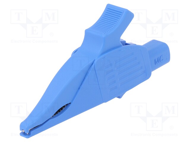 Crocodile clip; 32A; 1kVDC; blue; Grip capac: max.30mm
