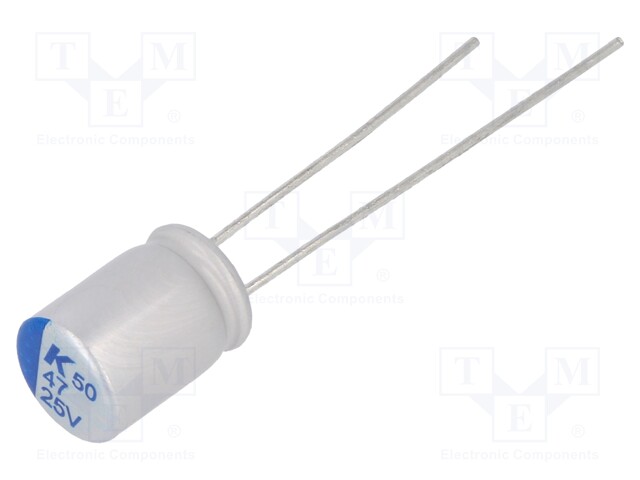 Capacitor: polymer; 47uF; 25VDC; ESR: 40mΩ; A750; THT; ±20%; 2000h