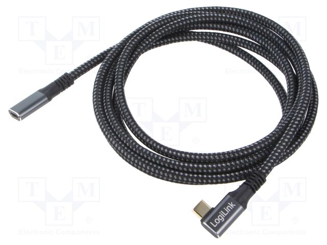 Cable; USB 3.2 Gen 2; USB C socket,USB C angled plug; 2m; black