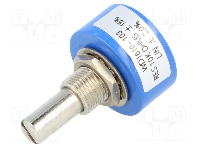 Potentiometer: shaft; single turn; 10kΩ; ±15%; 1W; linear; 6.35mm