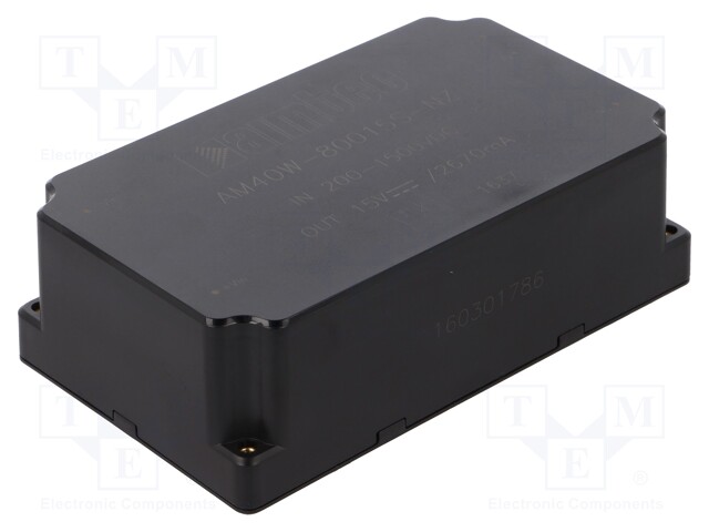 Converter: DC/DC; 40W; Uin: 200÷1500V; 15VDC; Iout: 2.67A; 5"x3"