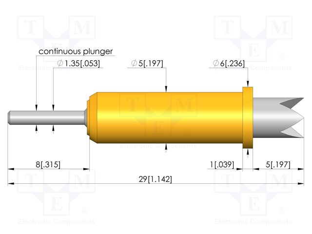 Test needle; Spring compression: 4mm; 5mm; 5A; steel; Ø: 4mm; 0.6N