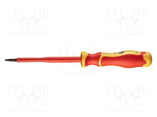 Screwdriver; insulated,slim; slot; 4,0x0,8mm; Blade length: 100mm