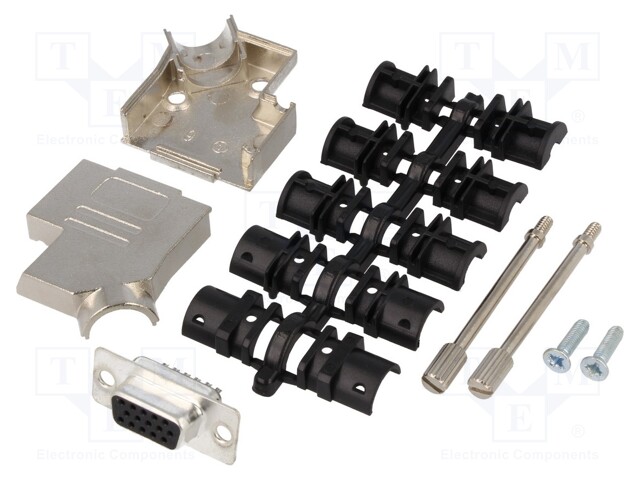 D-Sub HD; PIN: 15; plug; female; soldering; for cable; black