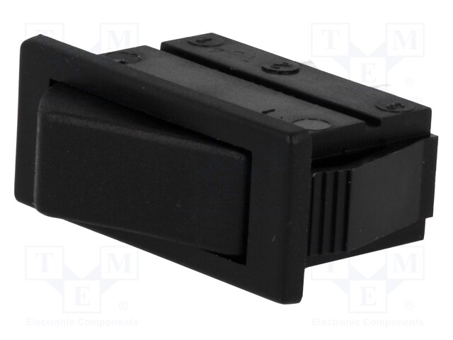 ROCKER; SPST; Pos: 2; OFF-(ON); 16A/250VAC; 20A/28VDC; black; none