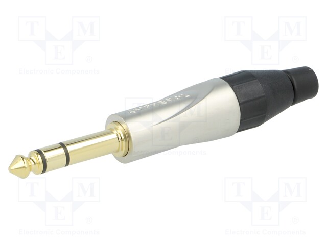 Plug; Jack 6,35mm; male; stereo; straight; for cable; soldering