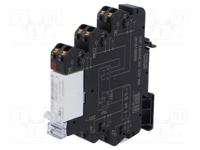 Relay: interface; SPDT; Ucntrl: 230VAC; 16A; DIN; Variant: Relay set