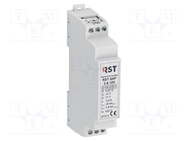 Surge arrester; In 8/20us: 20kA; 12VAC; for DIN rail mounting