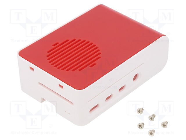 Enclosure: for computer; Raspberry Pi 4 B; ABS; white-red; X: 63mm