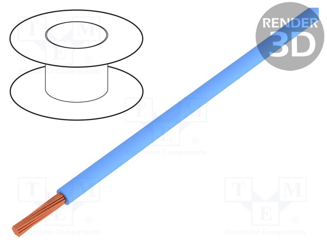 Wire; H07V2-K; stranded; Cu; 25mm2; 4AWG; PVC; blue; 450V,750V