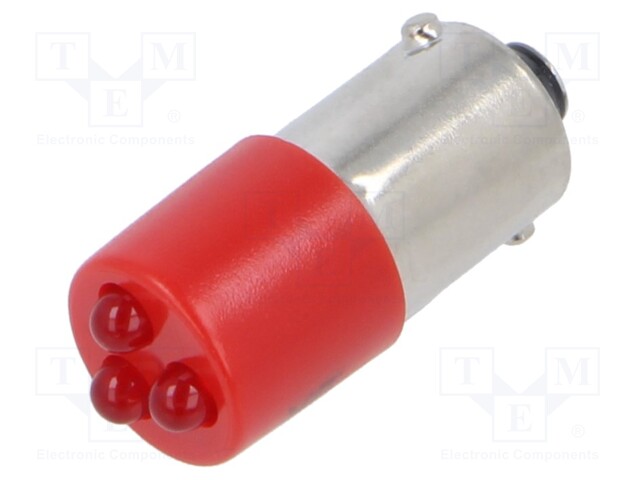 Indicator: LED; BA9S,T10; red; plastic; 230VAC; -20÷60°C