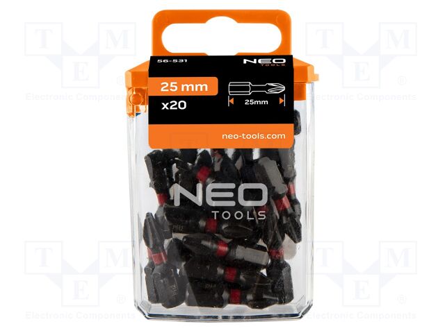 Kit: screwdriver bits; Phillips; 25mm; PH2; impact; 20pcs.