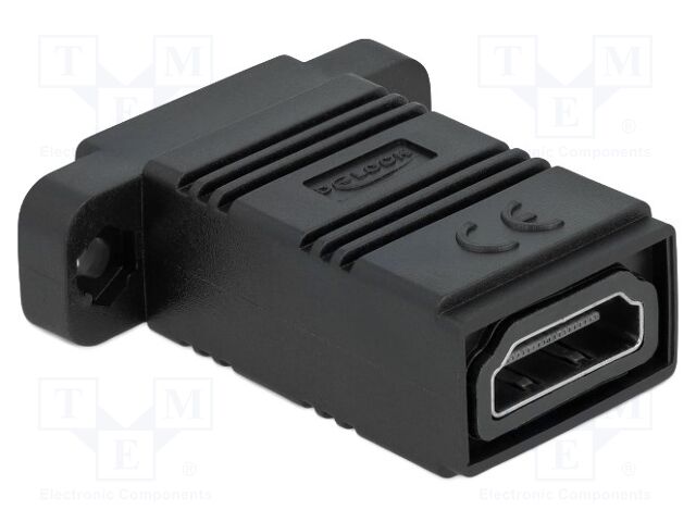 Adapter; HDMI socket,both sides; black; screw