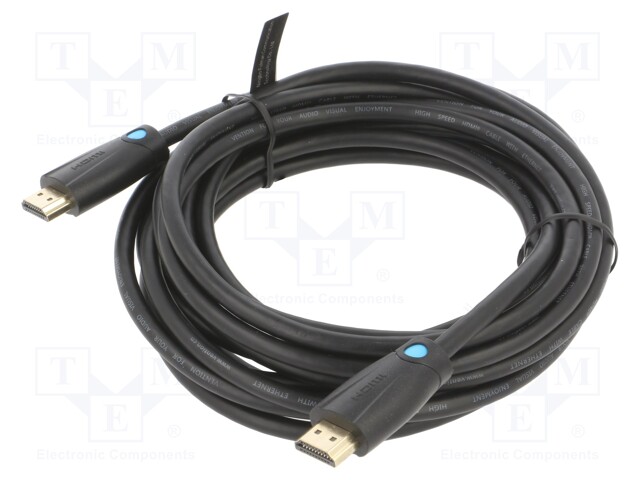Cable; HDMI 2.0; HDMI plug,both sides; PVC; Len: 5m; black; 30AWG