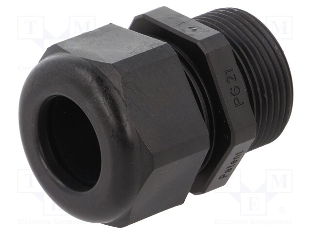 Cable gland; with long thread; PG21; IP68; Mat: polyamide; black