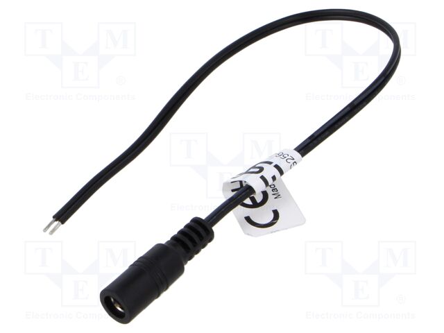 Cable; 2x0.52mm2; DC 5,5/2,5 plug; straight; black; 0.25m