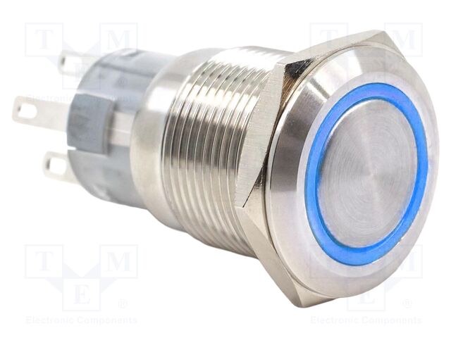 Switch: vandal resistant; SPDT; IP65; ON-(ON); Illumin: LED; blue
