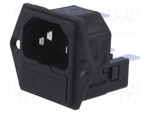 Connector: AC supply; socket; male; 10A; 250VAC; IEC 60320; UL94V-0