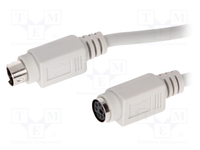Cable; PS/2 socket,PS/2 plug; 5m; grey; connection 1: 1