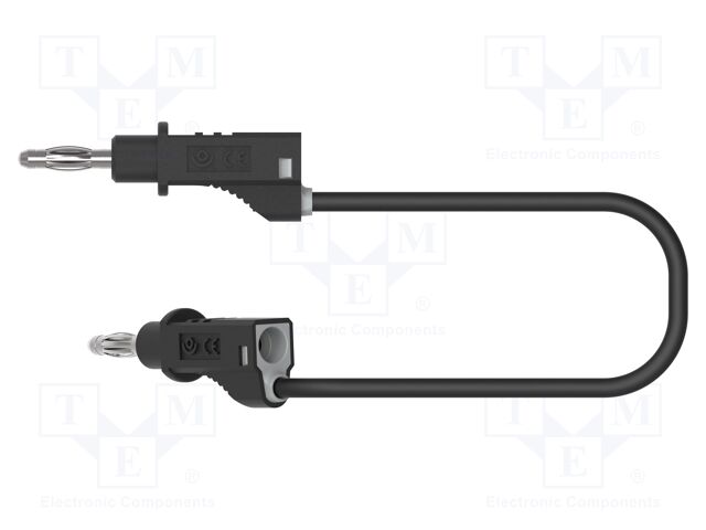 Test lead; 60VDC; 30VAC; 20A; banana plug 4mm,both sides; black