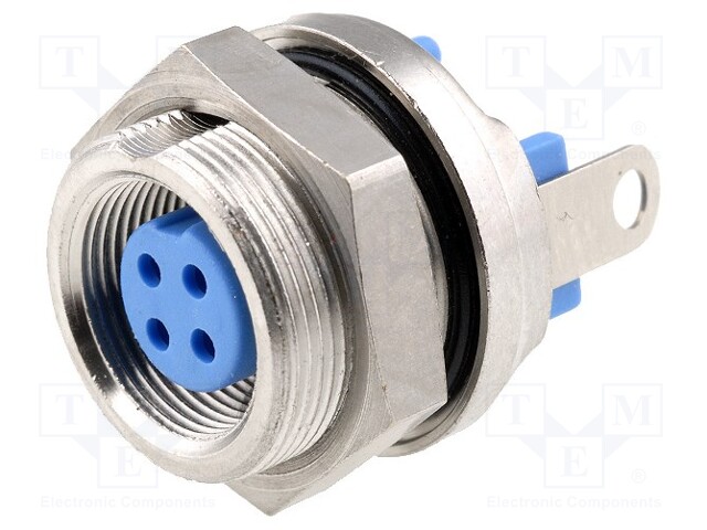 Connector: circular; socket; female; PIN: 4; gold-plated; 3A; IP65