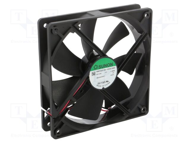 Fan: DC; axial; 12VDC; 120x120x25mm; 93.6m3/h; 28.8dBA; slide