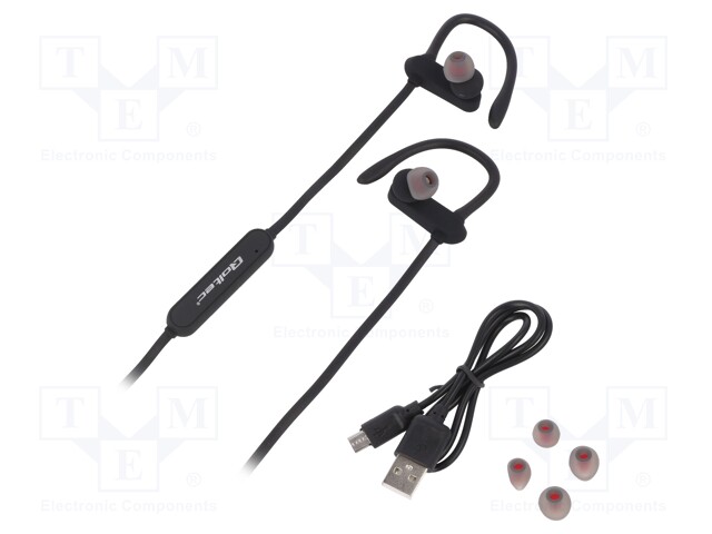 Bluetooth headphones with microphone; black; USB,USB micro