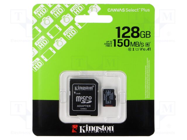 Memory card; microSD; R: 150MB/s; Class 10 UHS U1; 128GB; -25÷85°C