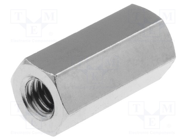 Screwed spacer sleeve; Int.thread: M4; 15mm; hexagonal; brass