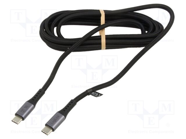Cable; USB 3.2 Gen 2x2; USB C plug,both sides; 2m; black; 20Gbps