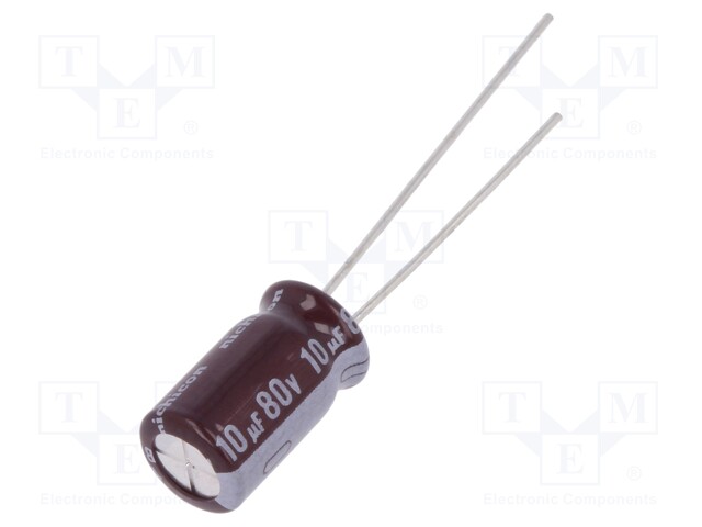 Capacitor: electrolytic; low impedance; THT; 10uF; 80VDC; ±20%