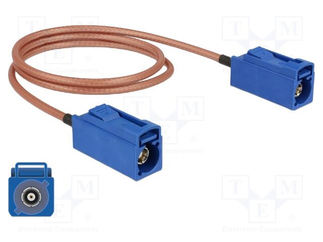 Cable; 500mm; Fakra C female,both sides; transparent; 50Ω