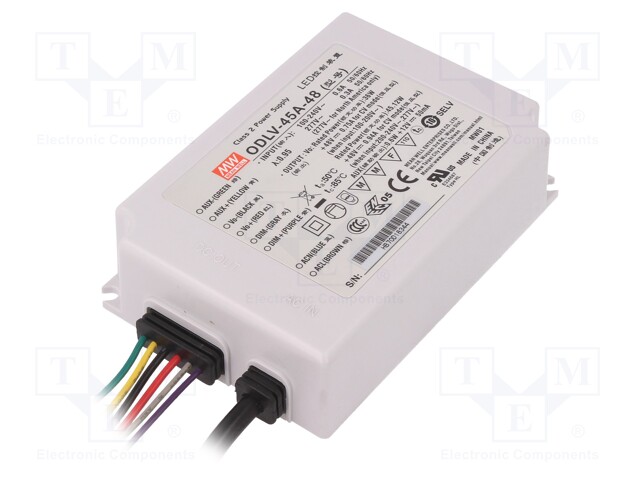 Power supply: switched-mode; LED; 45W; 48VDC; 0.94A; 90÷295VAC