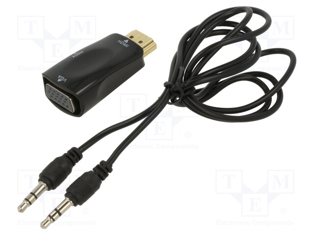 Adapter; D-Sub 15pin HD socket,HDMI plug; black