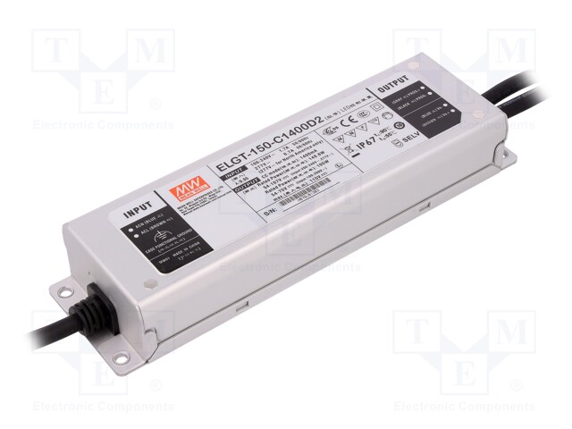 Power supply: switched-mode; LED; 149.8W; 54÷107VDC; 1400mA; IP67