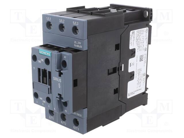 Contactor: 3-pole; NO x3; Auxiliary contacts: NO + NC; 20÷33VAC