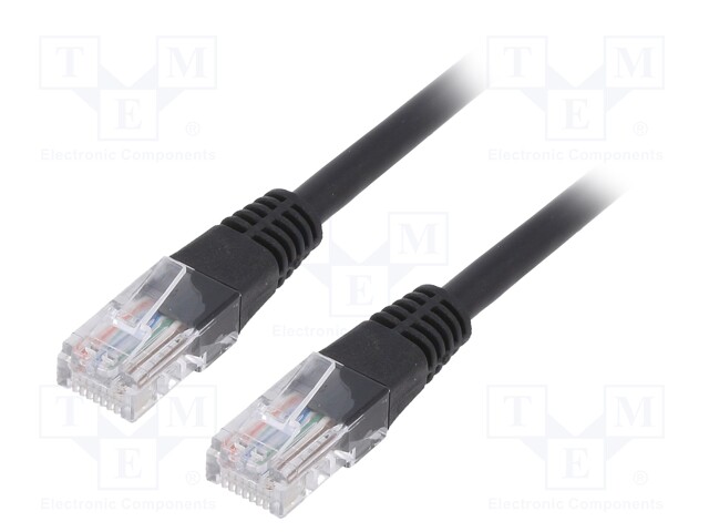 Patch cord; U/UTP; 5e; stranded; CCA; PVC; black; Len: 0.25m; 26AWG