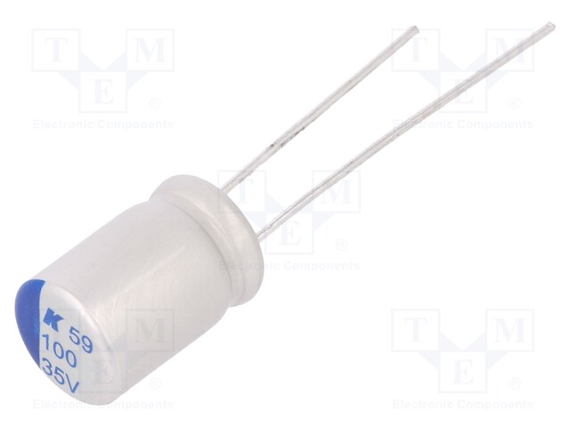 Capacitor: polymer; 100uF; 35VDC; ESR: 31mΩ; A759; THT; ±20%; 2000h